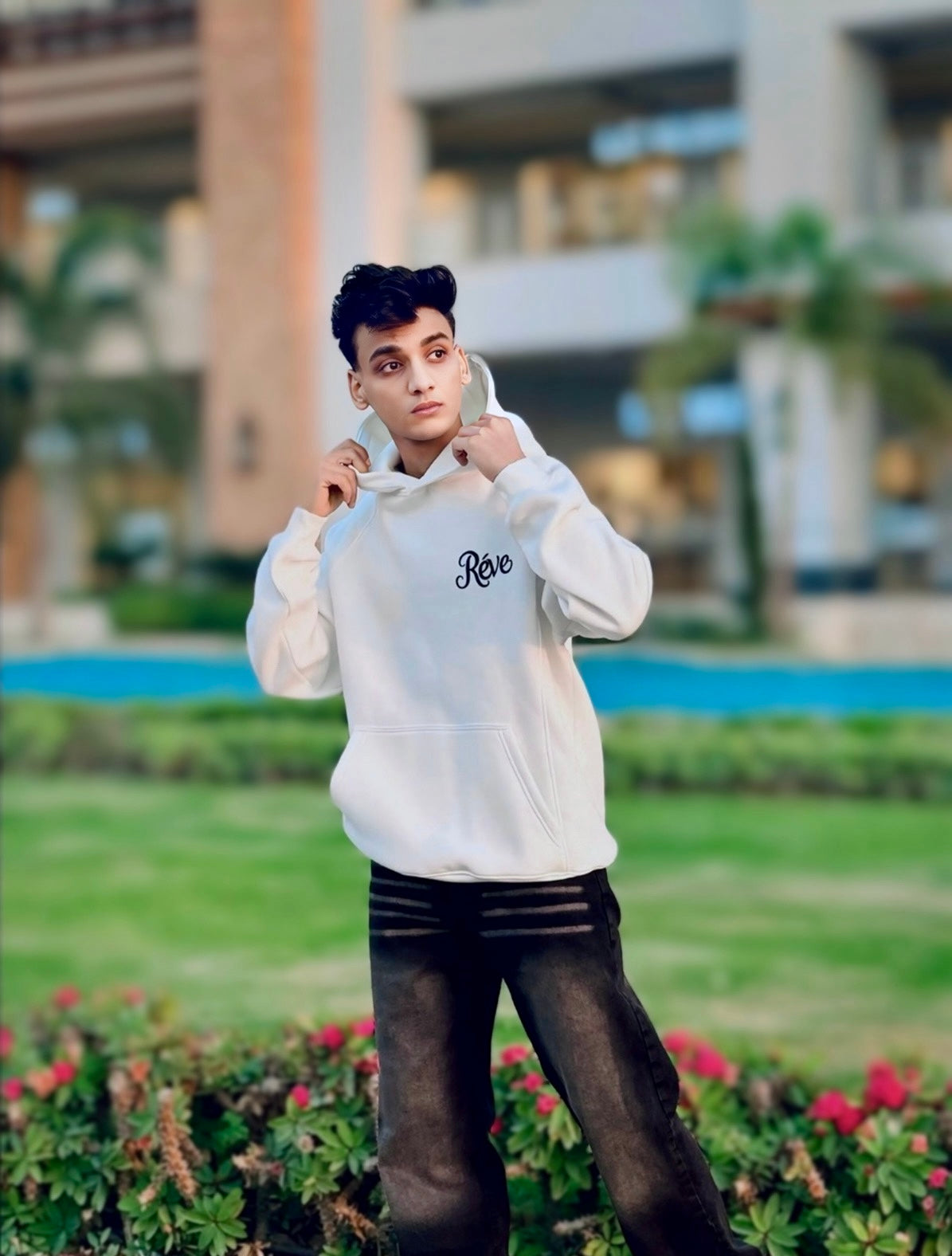 white premium hoodie