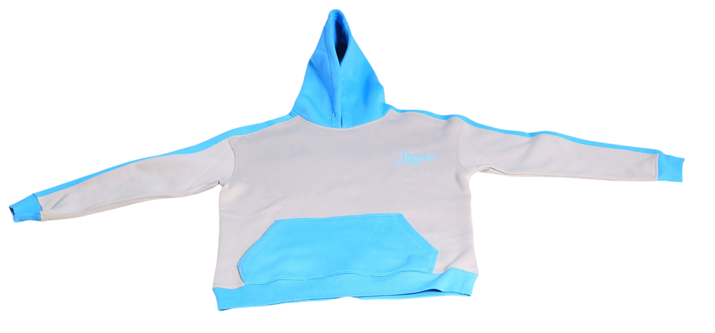 Rêve Two-Tone Premium Hoodie – Grey × Light Blue