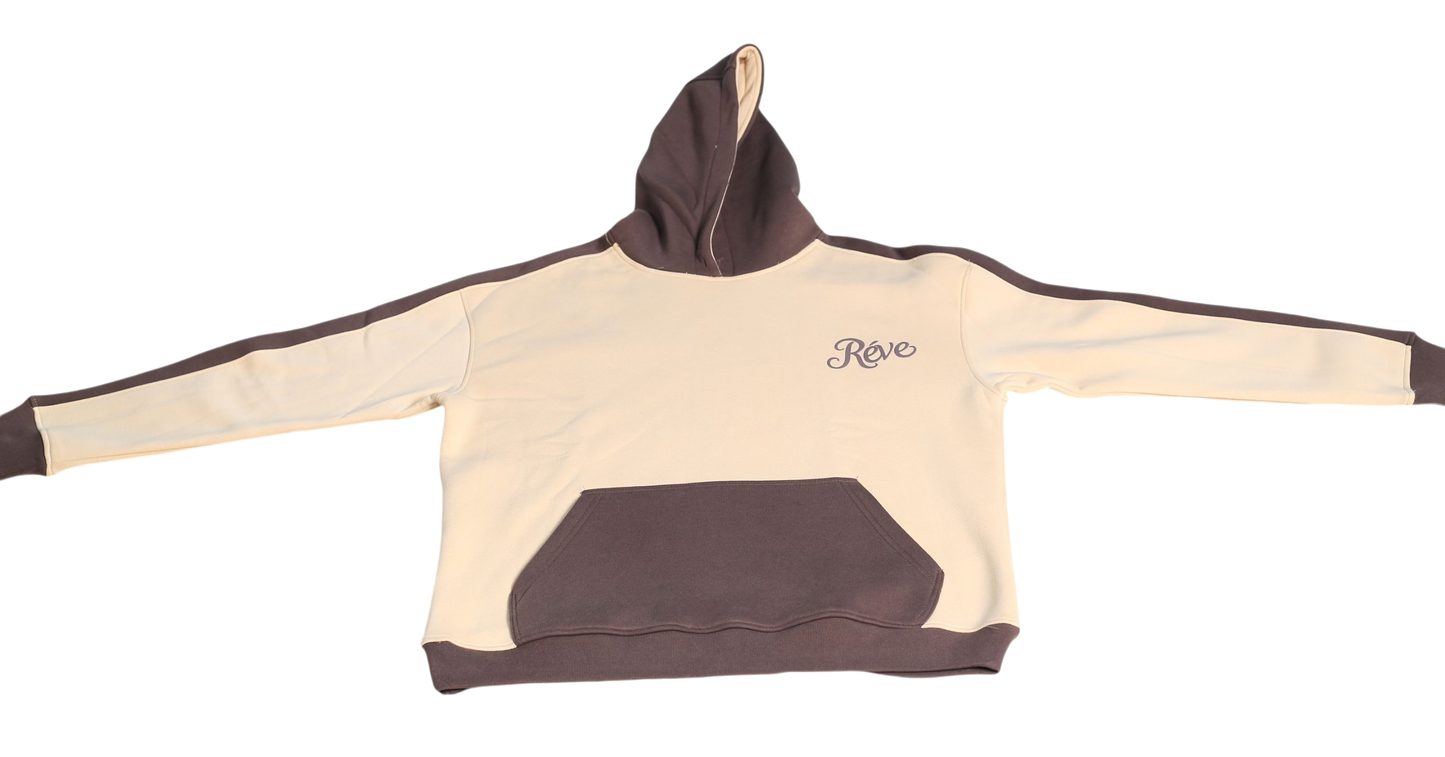 Two-Tone Premium Hoodie – Off-White × Brown