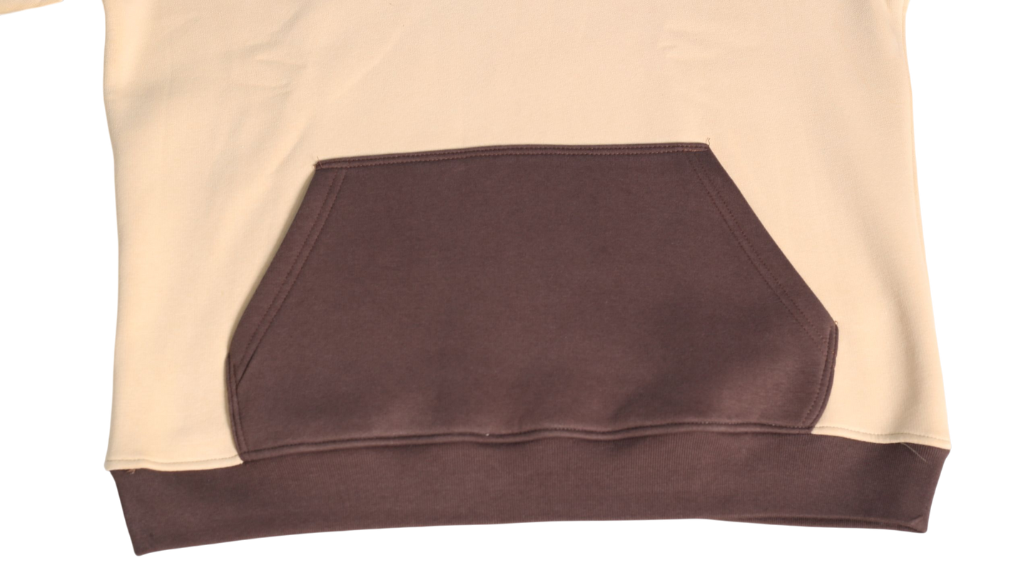 Two-Tone Premium Hoodie – Off-White × Brown