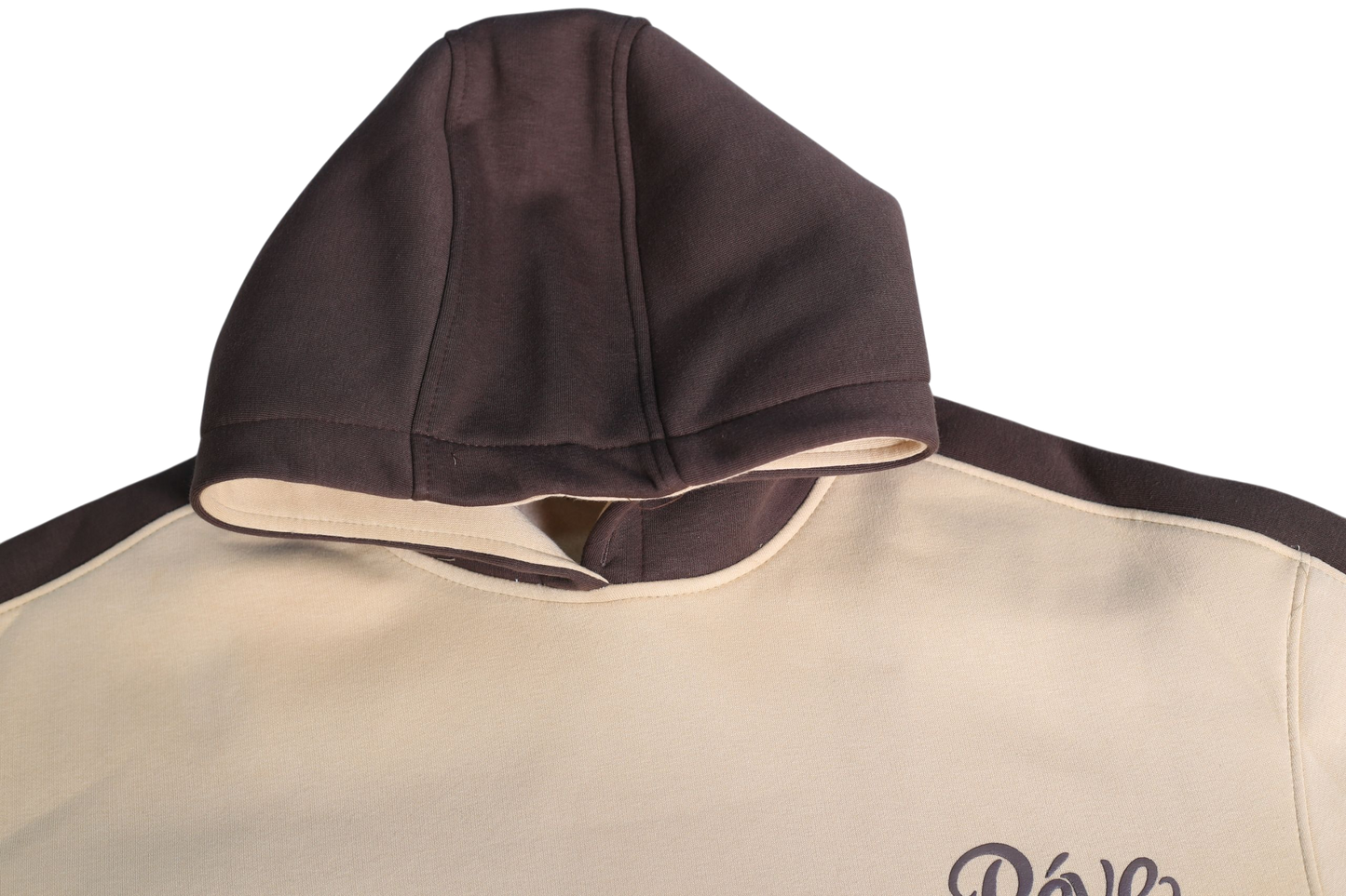 Two-Tone Premium Hoodie – Off-White × Brown